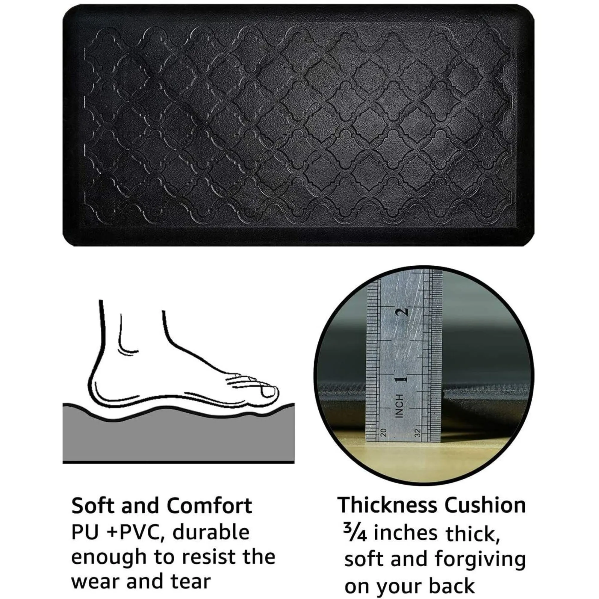20 x 39 Premium Anti-Fatigue Comfort Mat for Kitchen. Office Standing Desk - N/A