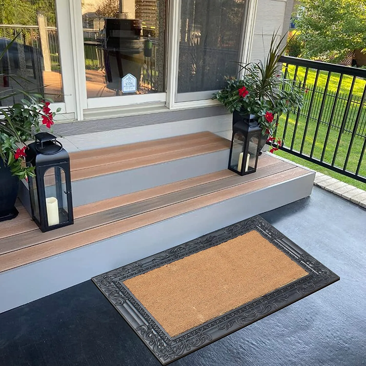 A1HC Natural Coir and Rubber Door Mat. Thick Durable Doormats for Indoor/Outdoor Entrance. Front Door Entry Doormat