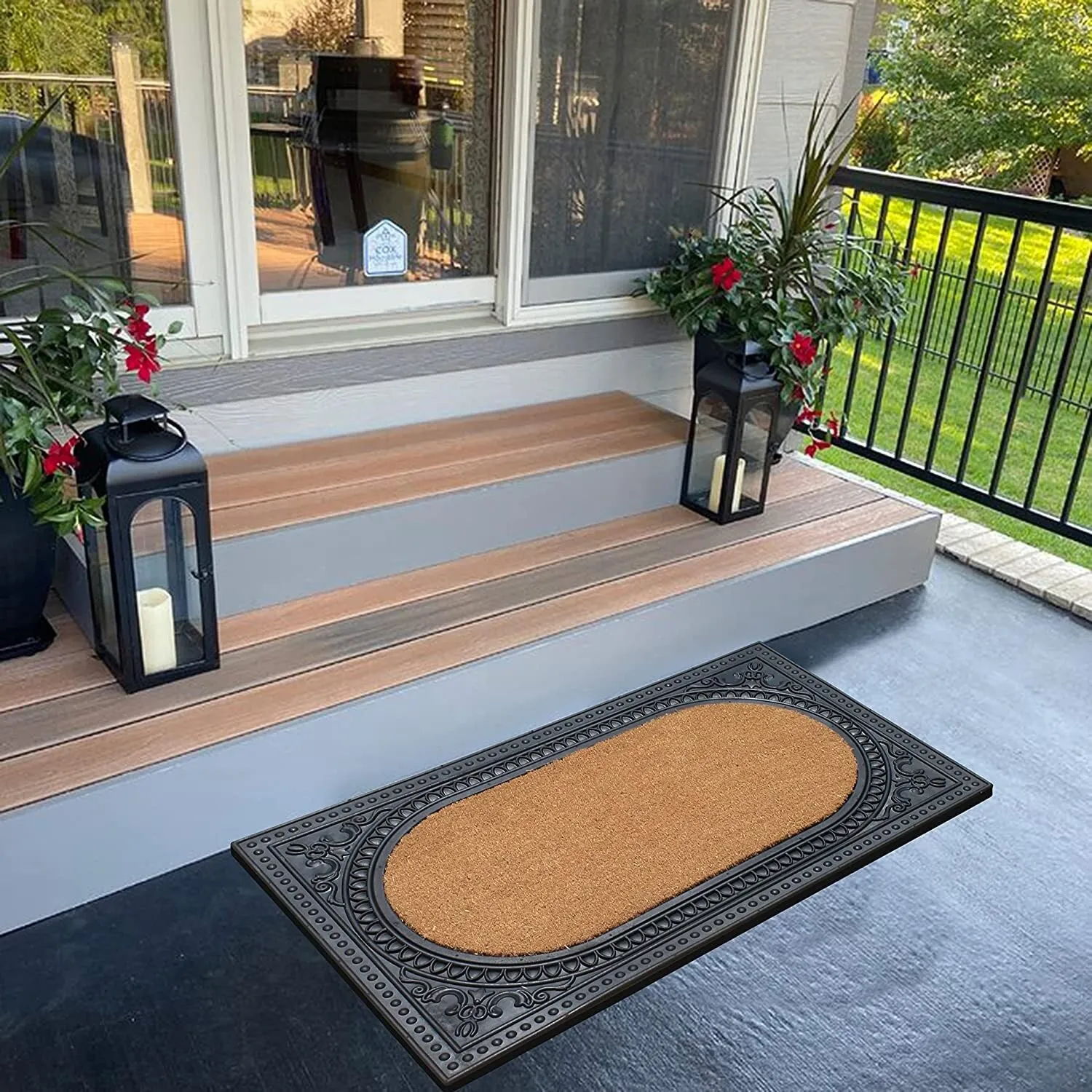A1HC Natural Coir and Rubber Door Mat. Thick Durable Doormats for Indoor/Outdoor Entrance. Front Door Entry Doormat