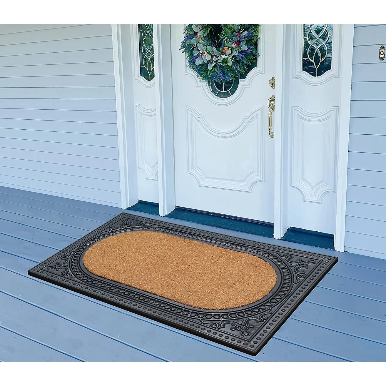 A1HC Natural Coir and Rubber Door Mat. Thick Durable Doormats for Indoor/Outdoor Entrance. Front Door Entry Doormat