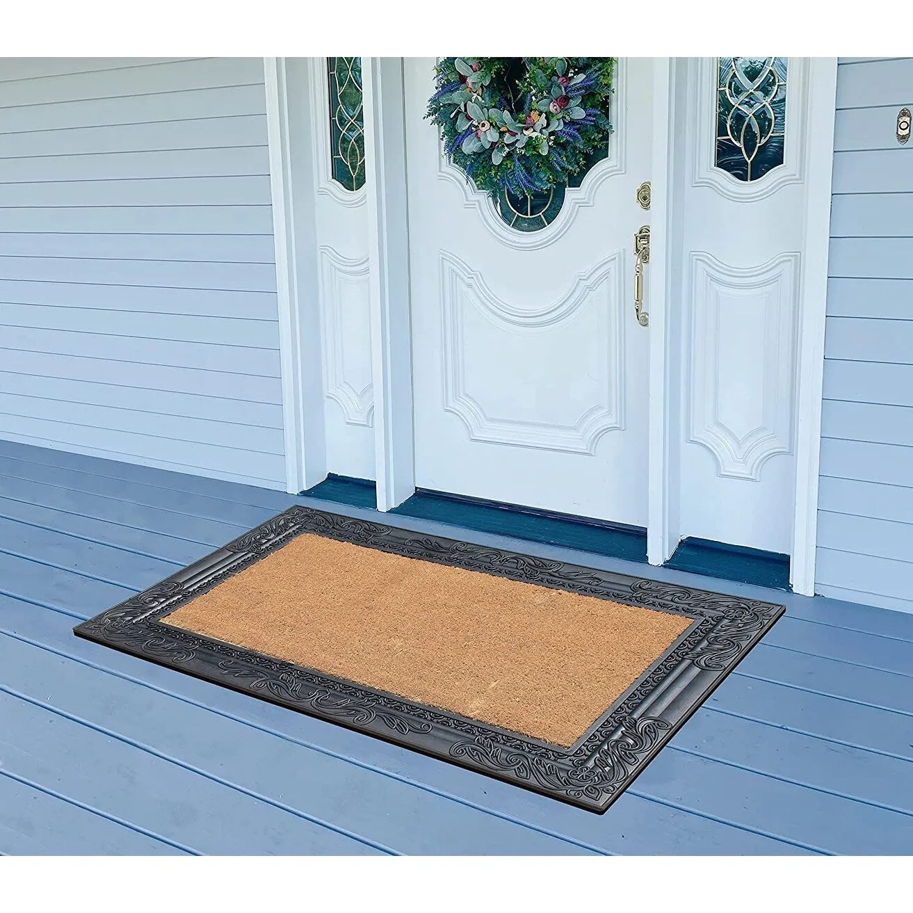 A1HC Natural Coir and Rubber Door Mat. Thick Durable Doormats for Indoor/Outdoor Entrance. Front Door Entry Doormat
