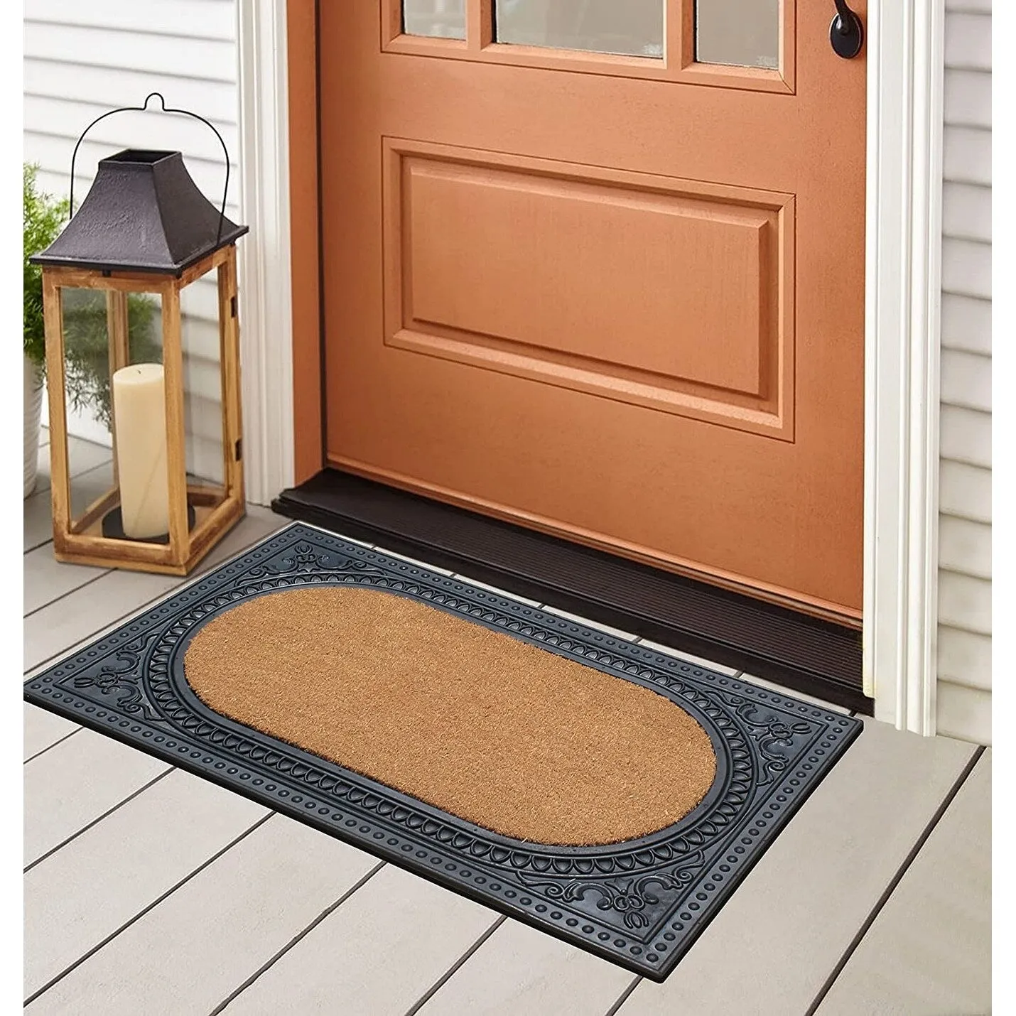 A1HC Natural Coir and Rubber Door Mat. Thick Durable Doormats for Indoor/Outdoor Entrance. Front Door Entry Doormat
