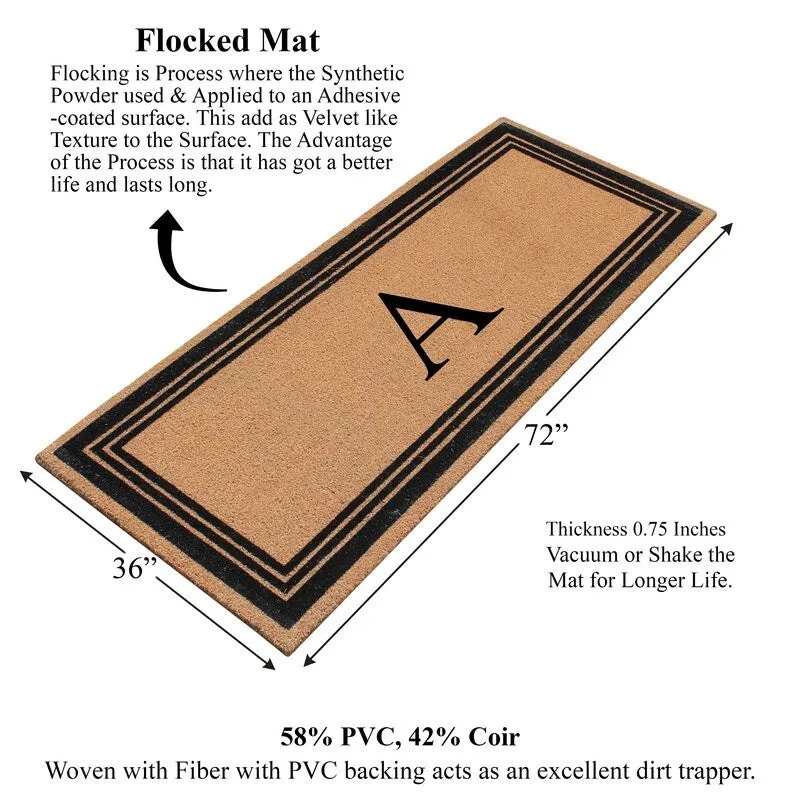 A1HC Natural Coir Flock Black/Beige Anti-Shed Treated Durable Doormat. Coir Monogrammed Door Mat