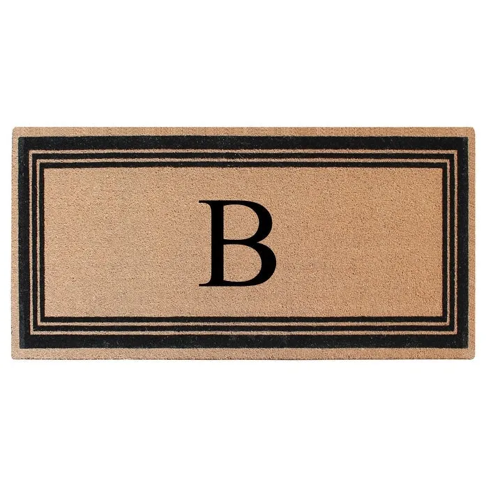 A1HC Natural Coir Flock Black/Beige Anti-Shed Treated Durable Doormat. Coir Monogrammed Door Mat