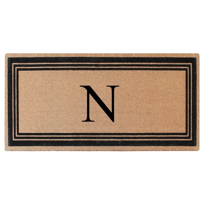 A1HC Natural Coir Flock Black/Beige Anti-Shed Treated Durable Doormat. Coir Monogrammed Door Mat