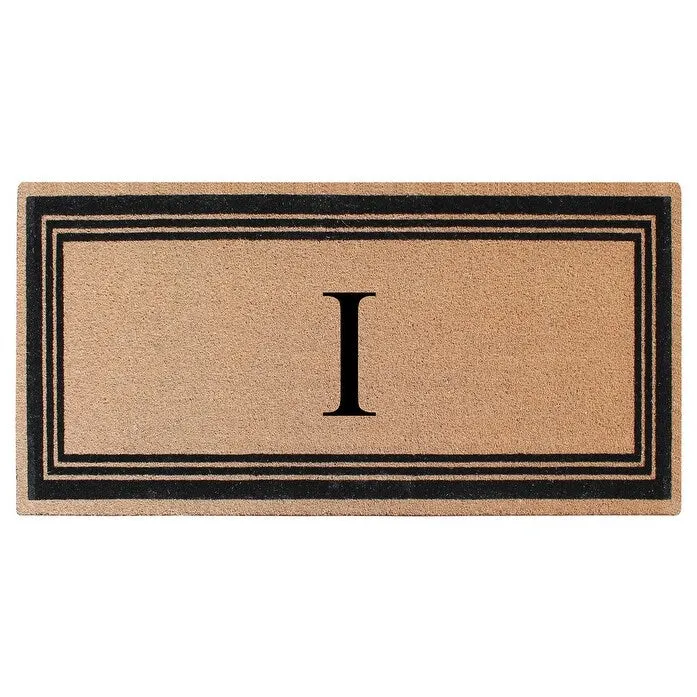 A1HC Natural Coir Flock Black/Beige Anti-Shed Treated Durable Doormat. Coir Monogrammed Door Mat