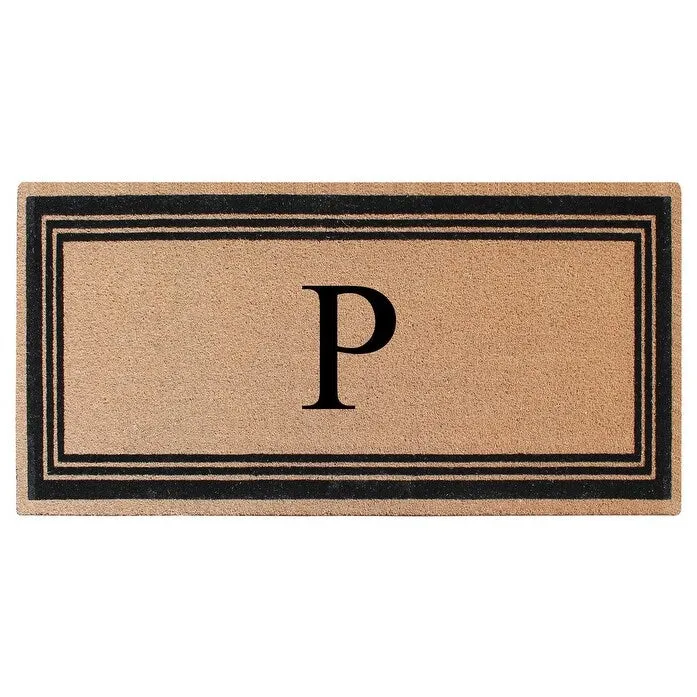 A1HC Natural Coir Flock Black/Beige Anti-Shed Treated Durable Doormat. Coir Monogrammed Door Mat