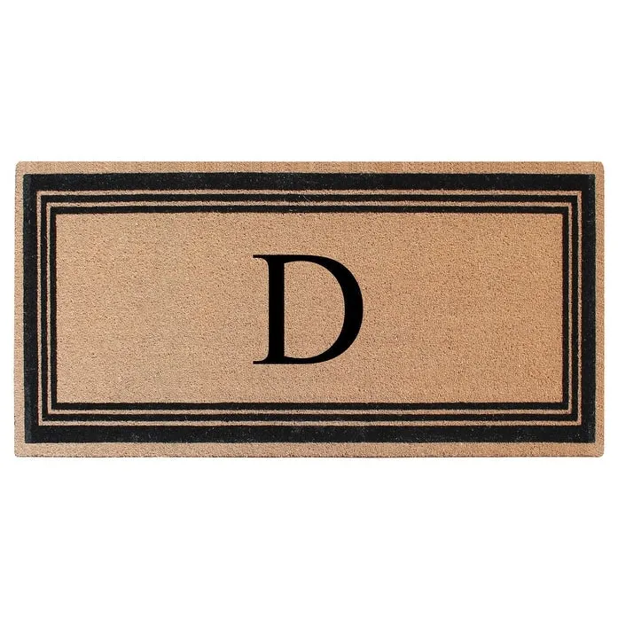 A1HC Natural Coir Flock Black/Beige Anti-Shed Treated Durable Doormat. Coir Monogrammed Door Mat