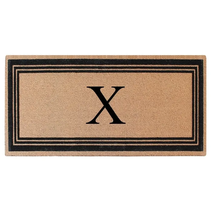 A1HC Natural Coir Flock Black/Beige Anti-Shed Treated Durable Doormat. Coir Monogrammed Door Mat