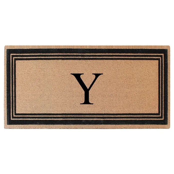 A1HC Natural Coir Flock Black/Beige Anti-Shed Treated Durable Doormat. Coir Monogrammed Door Mat