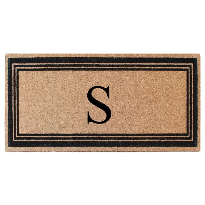 A1HC Natural Coir Flock Black/Beige Anti-Shed Treated Durable Doormat. Coir Monogrammed Door Mat