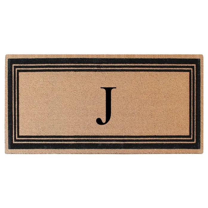 A1HC Natural Coir Flock Black/Beige Anti-Shed Treated Durable Doormat. Coir Monogrammed Door Mat