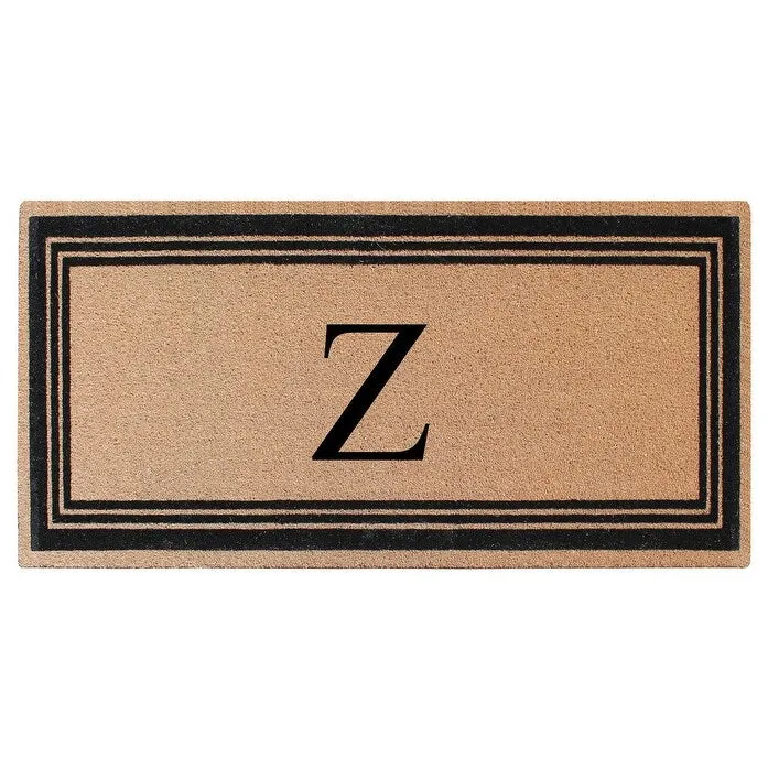 A1HC Natural Coir Flock Black/Beige Anti-Shed Treated Durable Doormat. Coir Monogrammed Door Mat