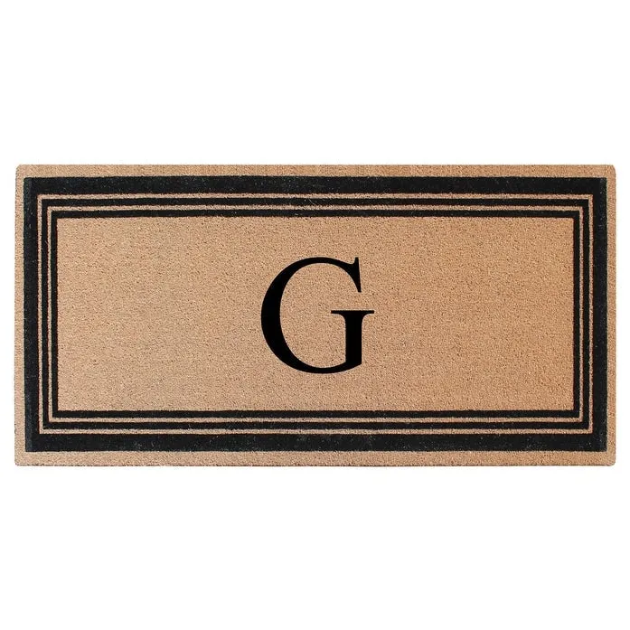 A1HC Natural Coir Flock Black/Beige Anti-Shed Treated Durable Doormat. Coir Monogrammed Door Mat