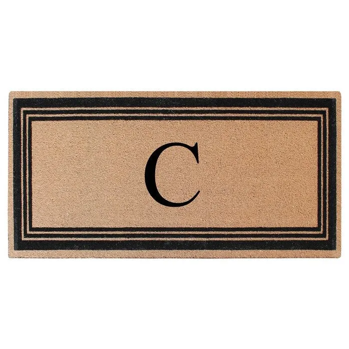 A1HC Natural Coir Flock Black/Beige Anti-Shed Treated Durable Doormat. Coir Monogrammed Door Mat