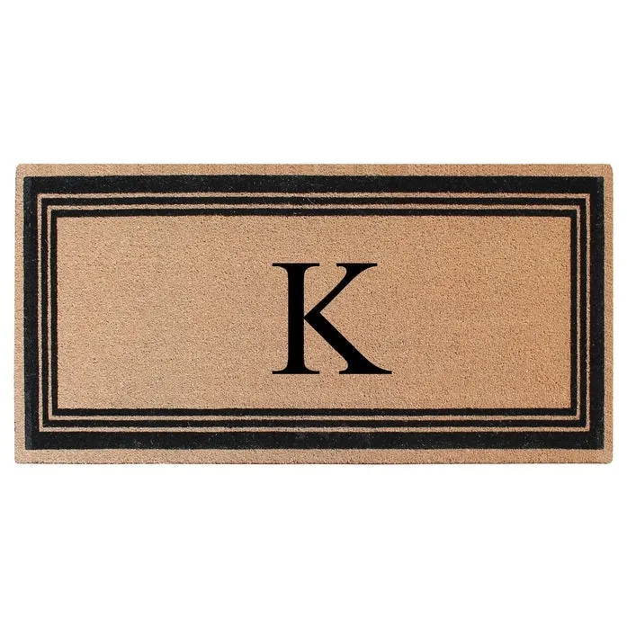 A1HC Natural Coir Flock Black/Beige Anti-Shed Treated Durable Doormat. Coir Monogrammed Door Mat
