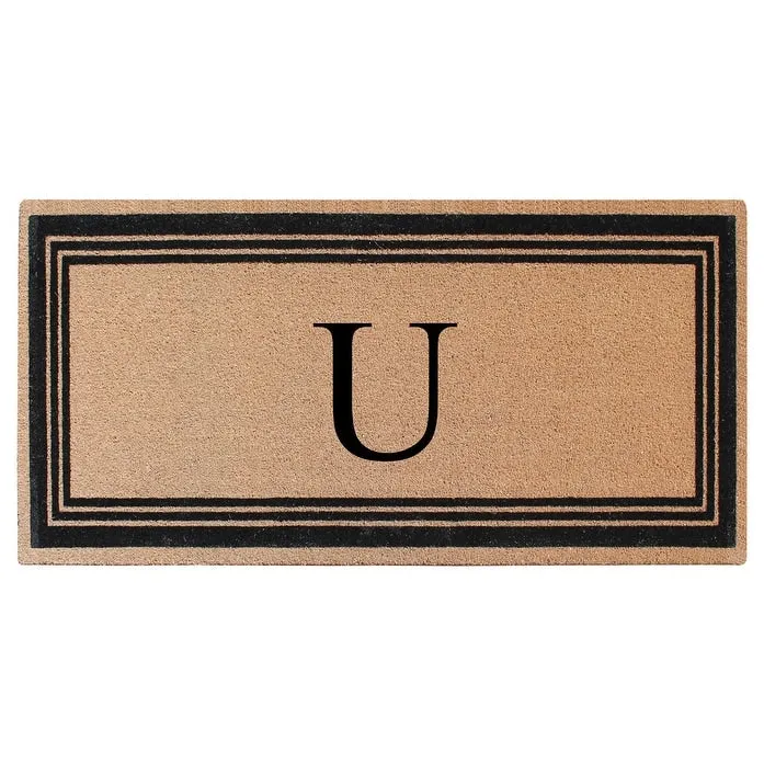 A1HC Natural Coir Flock Black/Beige Anti-Shed Treated Durable Doormat. Coir Monogrammed Door Mat