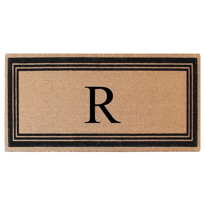 A1HC Natural Coir Flock Black/Beige Anti-Shed Treated Durable Doormat. Coir Monogrammed Door Mat