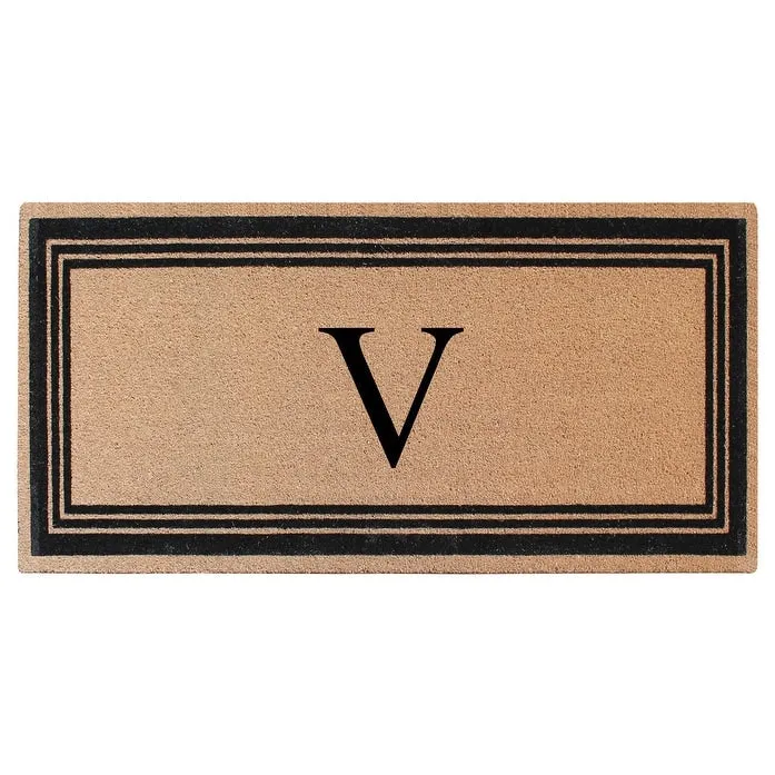 A1HC Natural Coir Flock Black/Beige Anti-Shed Treated Durable Doormat. Coir Monogrammed Door Mat