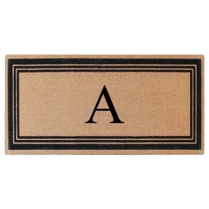 A1HC Natural Coir Flock Black/Beige Anti-Shed Treated Durable Doormat. Coir Monogrammed Door Mat
