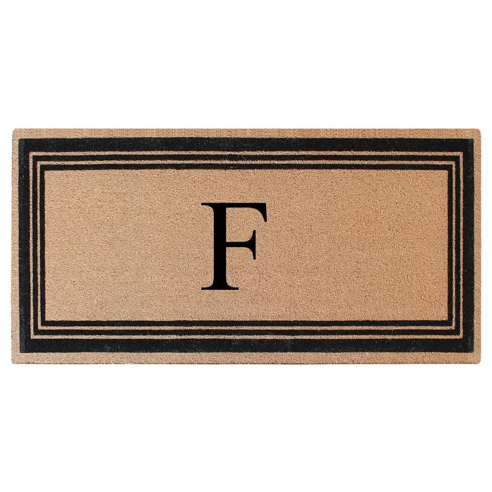 A1HC Natural Coir Flock Black/Beige Anti-Shed Treated Durable Doormat. Coir Monogrammed Door Mat