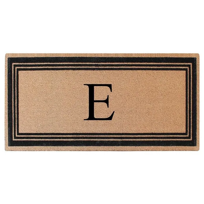 A1HC Natural Coir Flock Black/Beige Anti-Shed Treated Durable Doormat. Coir Monogrammed Door Mat