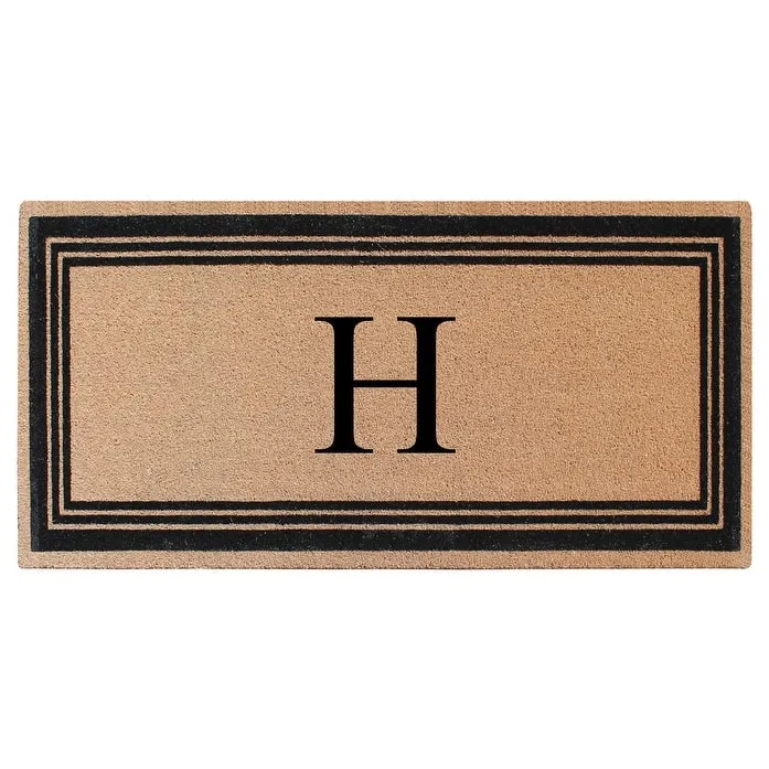 A1HC Natural Coir Flock Black/Beige Anti-Shed Treated Durable Doormat. Coir Monogrammed Door Mat