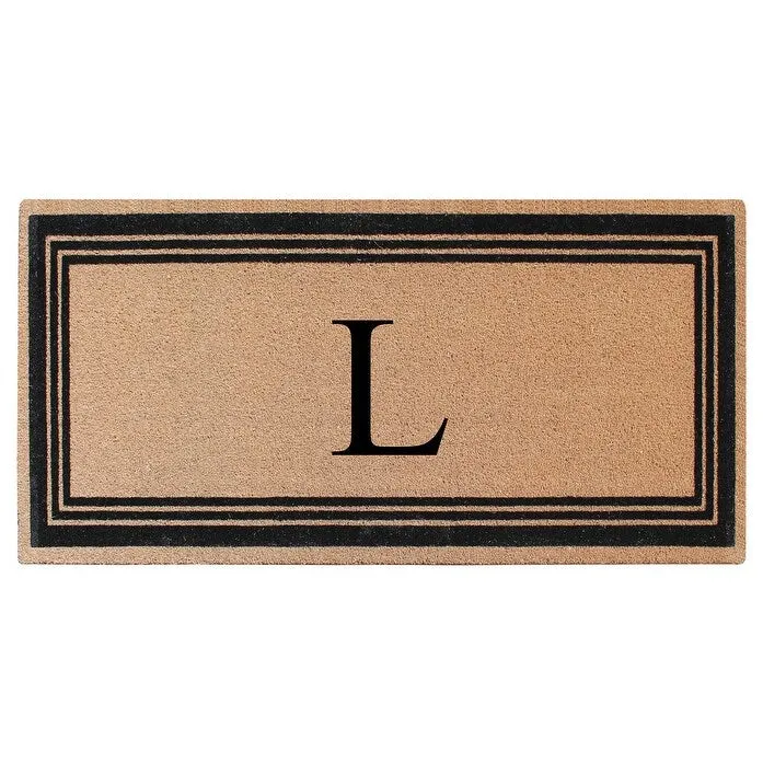 A1HC Natural Coir Flock Black/Beige Anti-Shed Treated Durable Doormat. Coir Monogrammed Door Mat