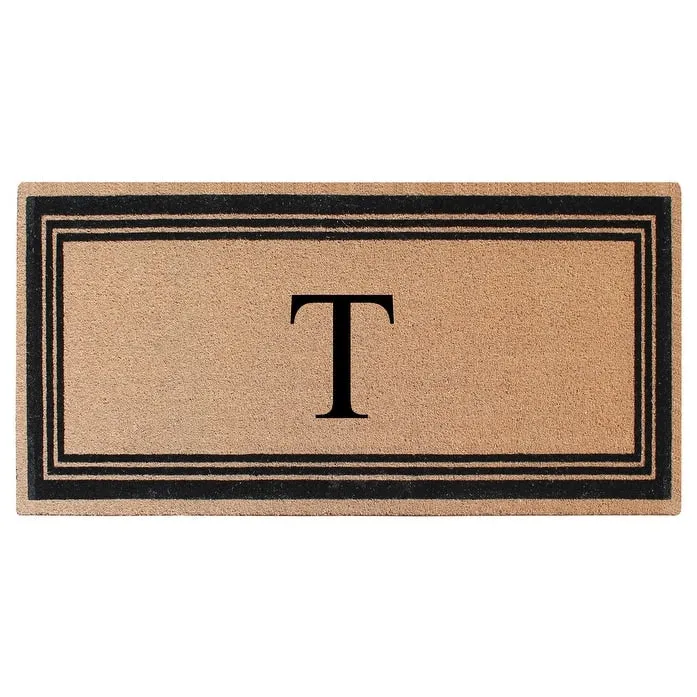 A1HC Natural Coir Flock Black/Beige Anti-Shed Treated Durable Doormat. Coir Monogrammed Door Mat
