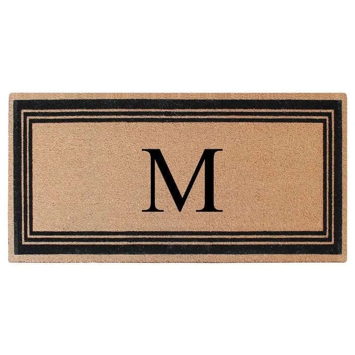 A1HC Natural Coir Flock Black/Beige Anti-Shed Treated Durable Doormat. Coir Monogrammed Door Mat