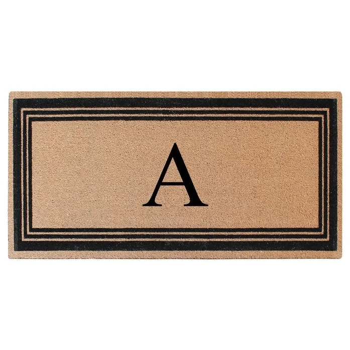 A1HC Natural Coir Flock Black/Beige Anti-Shed Treated Durable Doormat. Coir Monogrammed Door Mat