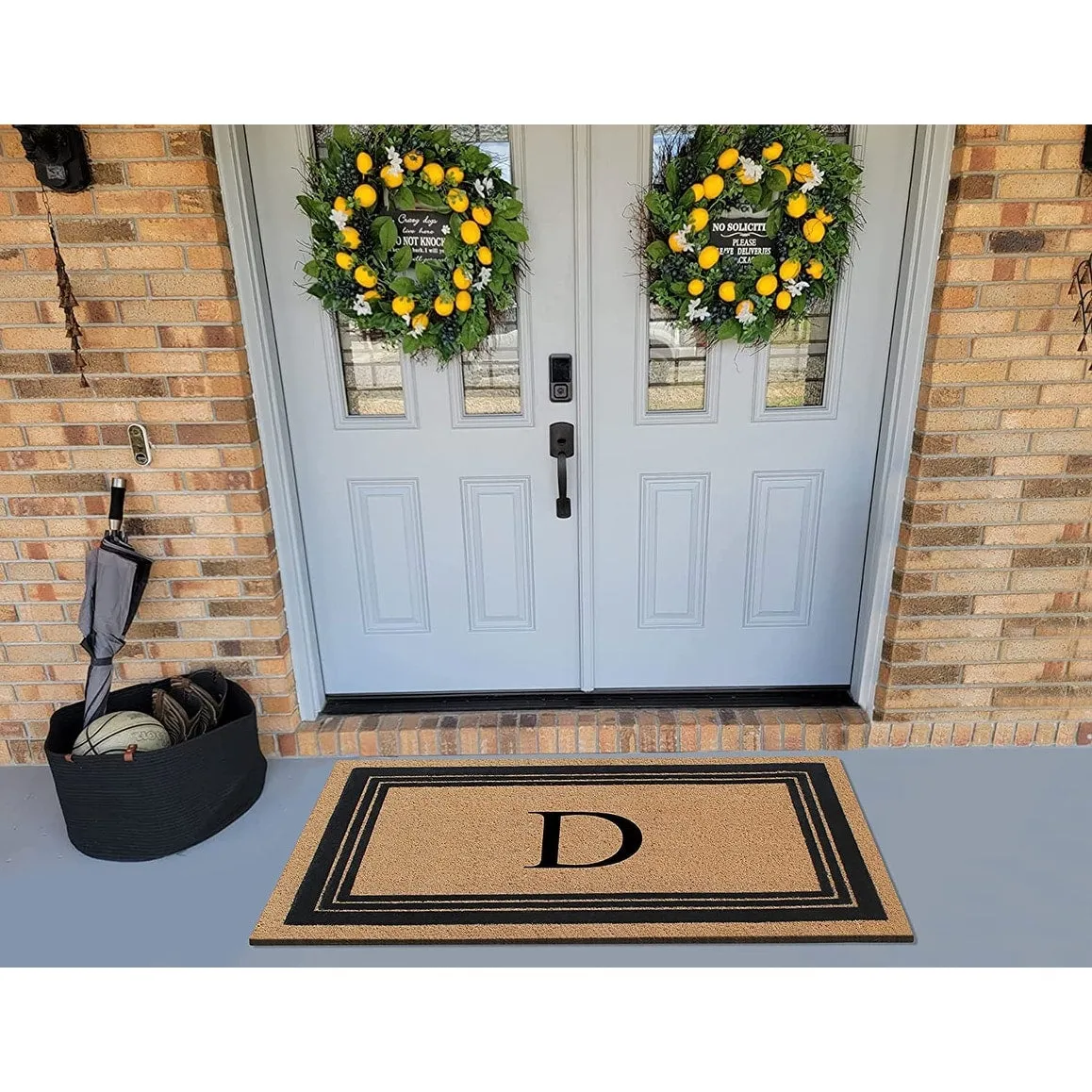 A1HC Natural Coir Monogrammed Entrance Door Mats Flock Doormat 24X39