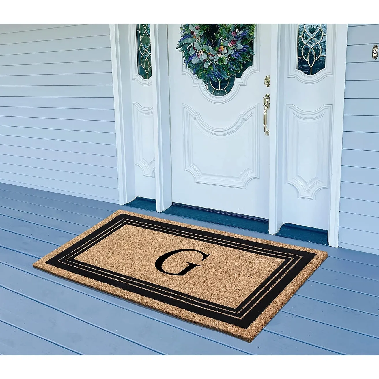 A1HC Natural Coir Monogrammed Entrance Door Mats Flock Doormat 24X39