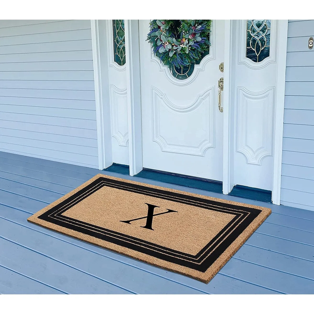 A1HC Natural Coir Monogrammed Entrance Door Mats Flock Doormat 24X39