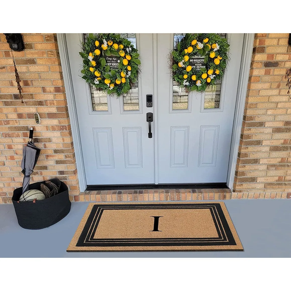 A1HC Natural Coir Monogrammed Entrance Door Mats Flock Doormat 24X39