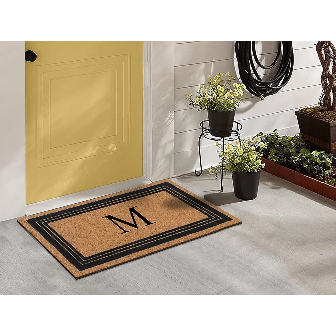 A1HC Natural Coir Monogrammed Entrance Door Mats Flock Doormat 24X39
