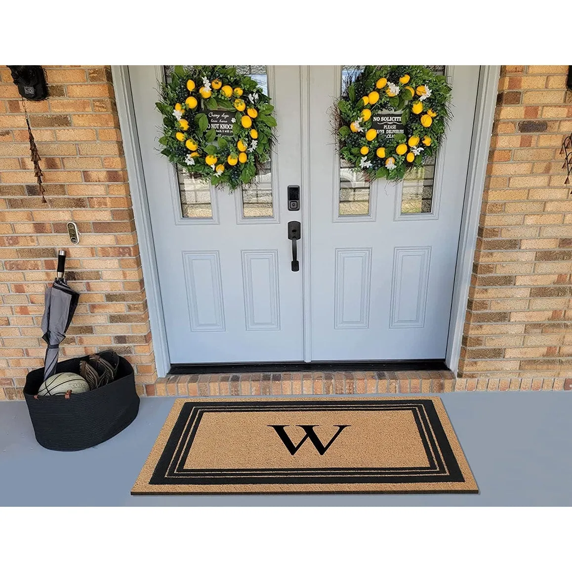 A1HC Natural Coir Monogrammed Entrance Door Mats Flock Doormat 24X39