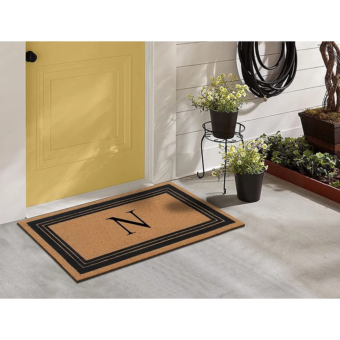 A1HC Natural Coir Monogrammed Entrance Door Mats Flock Doormat 24X39
