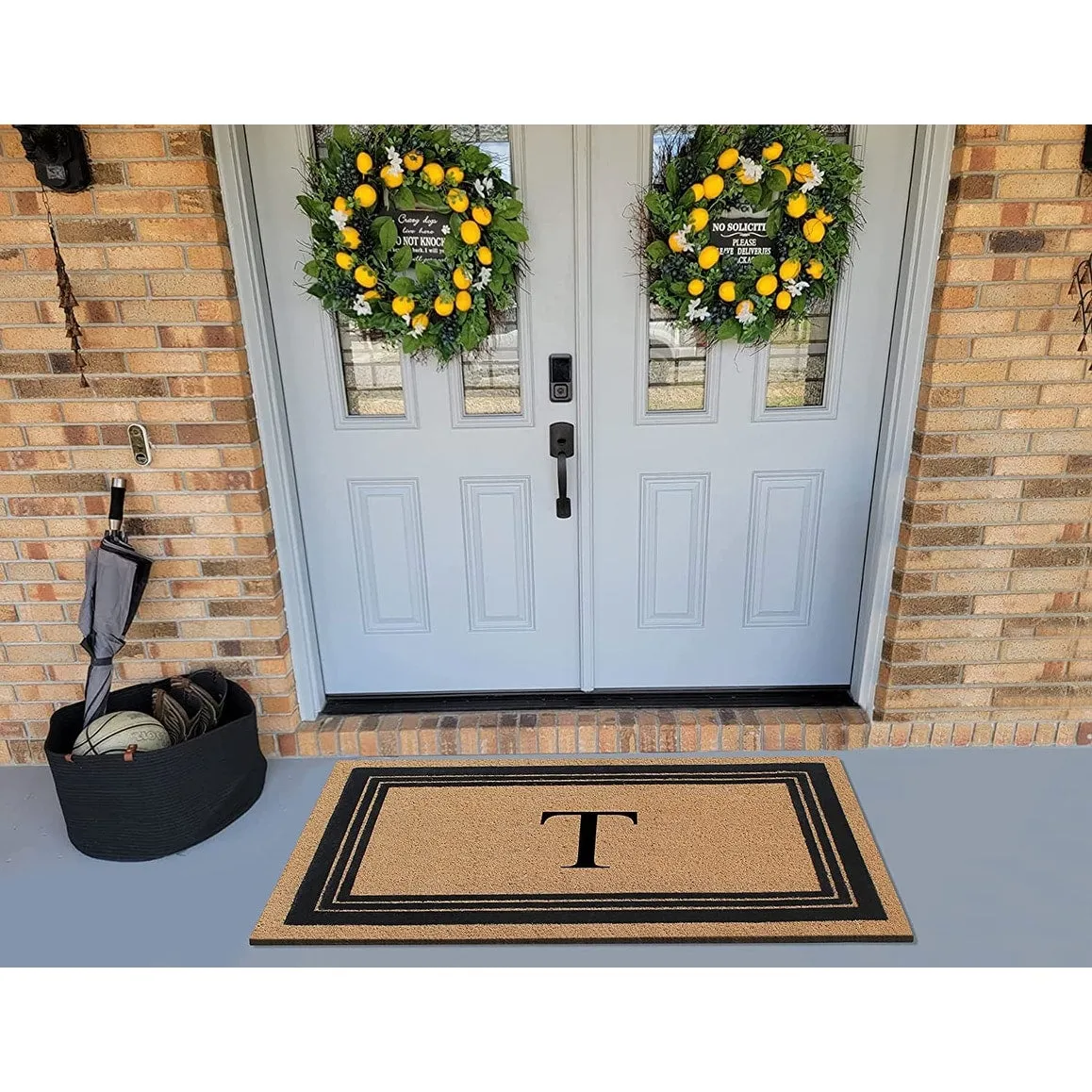 A1HC Natural Coir Monogrammed Entrance Door Mats Flock Doormat 24X39