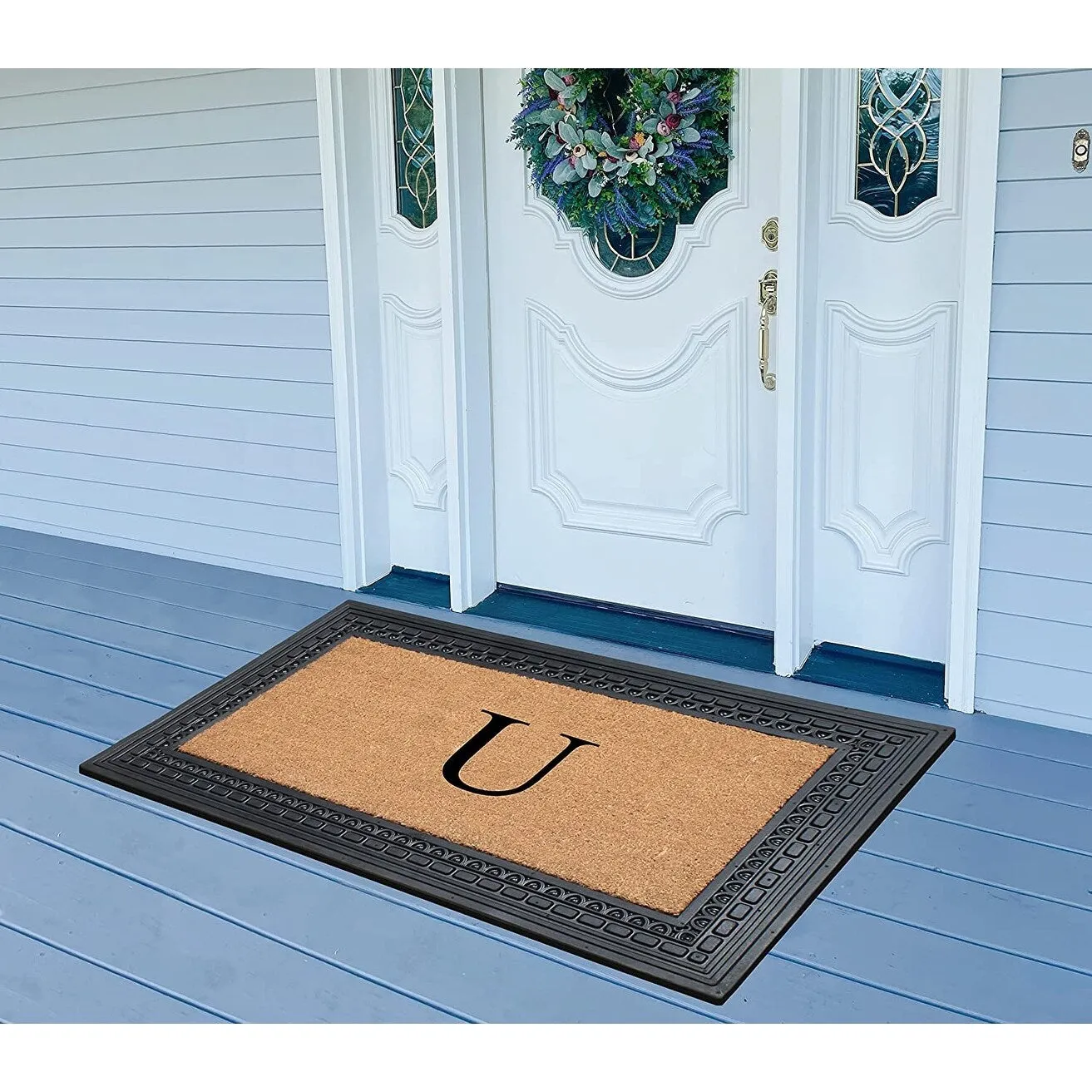 A1HC Rubber and Coir. 24 X 39 Heavy Duty Outdoor Monogrammed Doormat