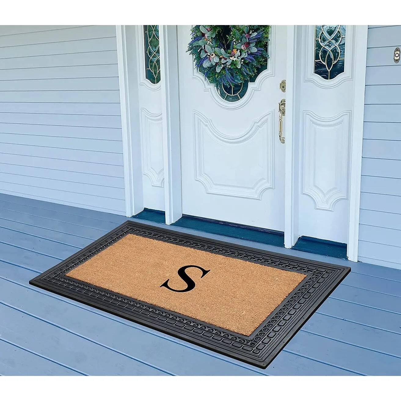 A1HC Rubber and Coir. 24 X 39 Heavy Duty Outdoor Monogrammed Doormat