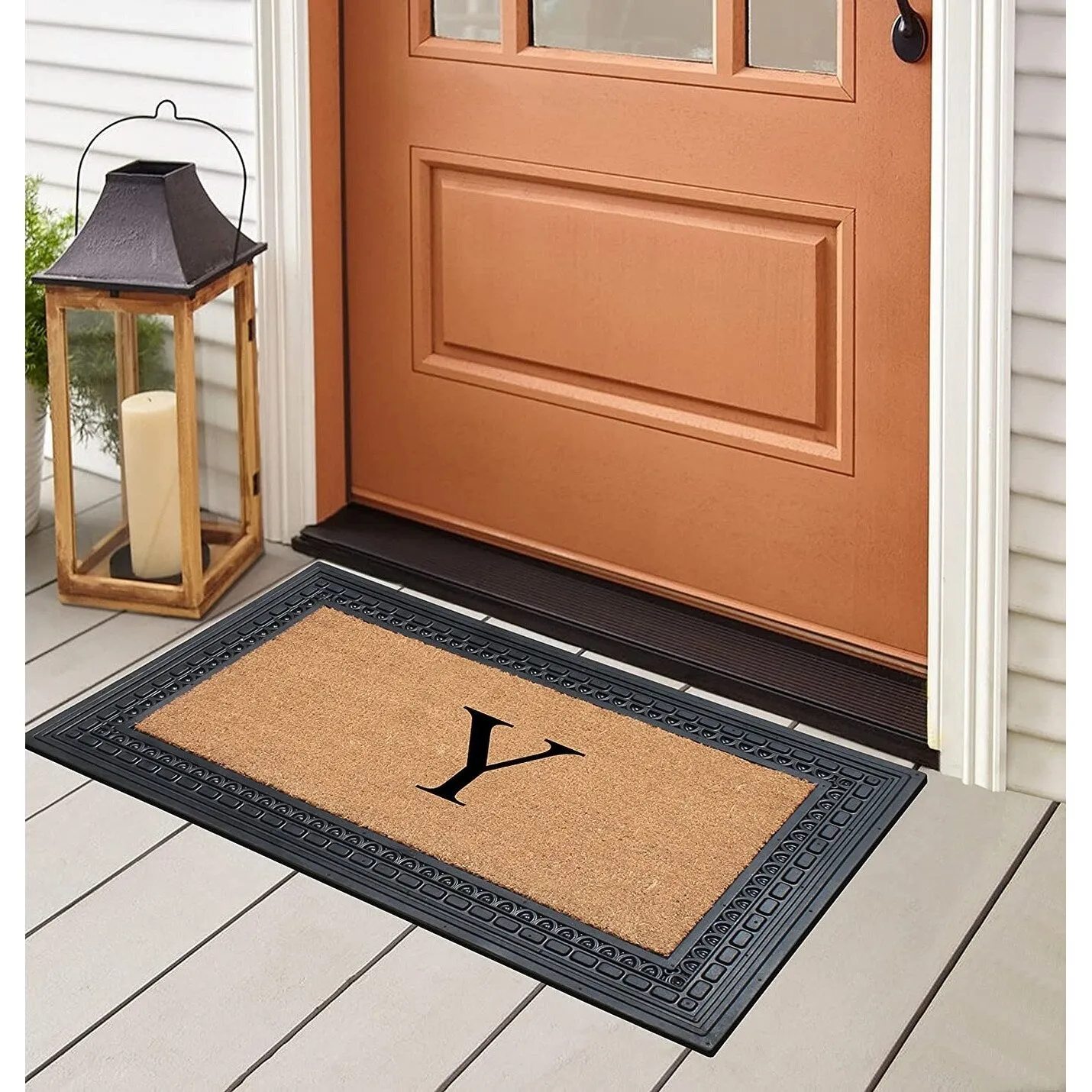 A1HC Rubber and Coir. 24 X 39 Heavy Duty Outdoor Monogrammed Doormat