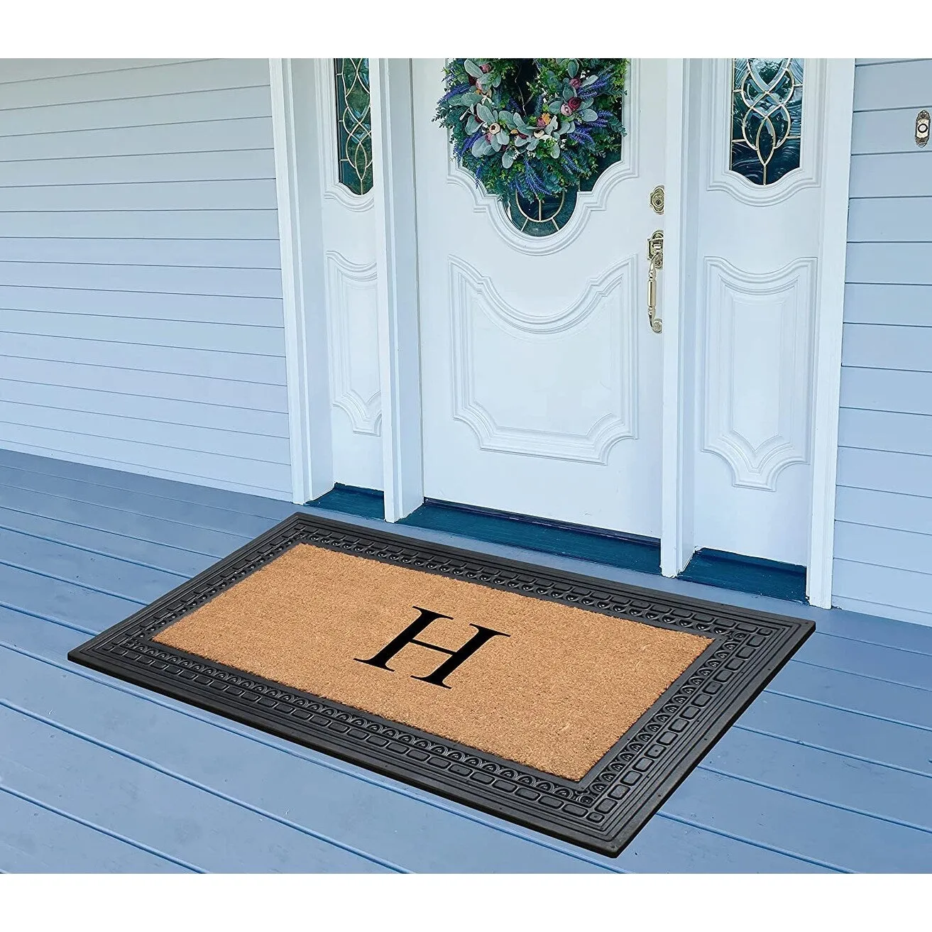 A1HC Rubber and Coir. 24 X 39 Heavy Duty Outdoor Monogrammed Doormat