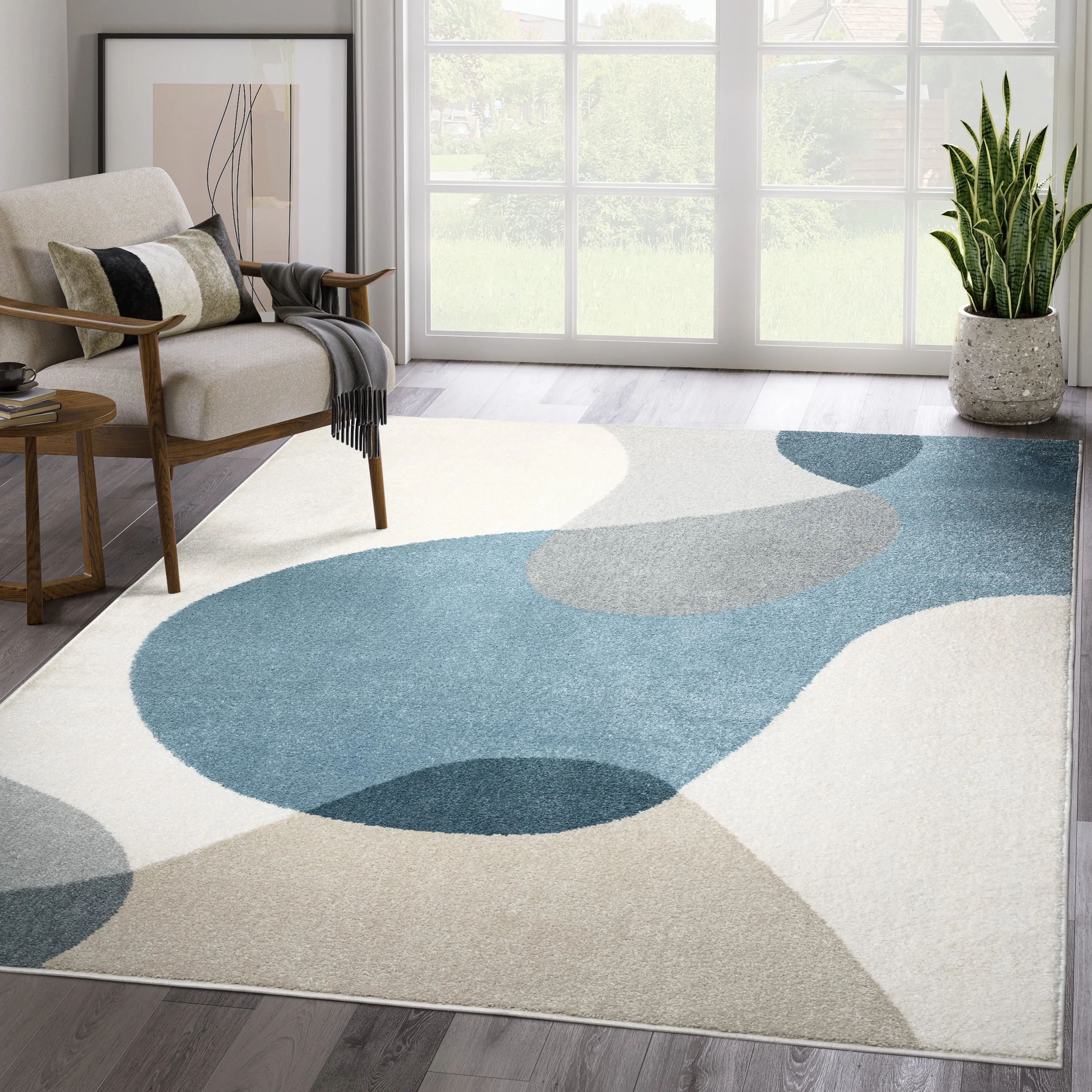 Abani Rugs Deco DEC120A Cream Pink Mid Century Area Rug