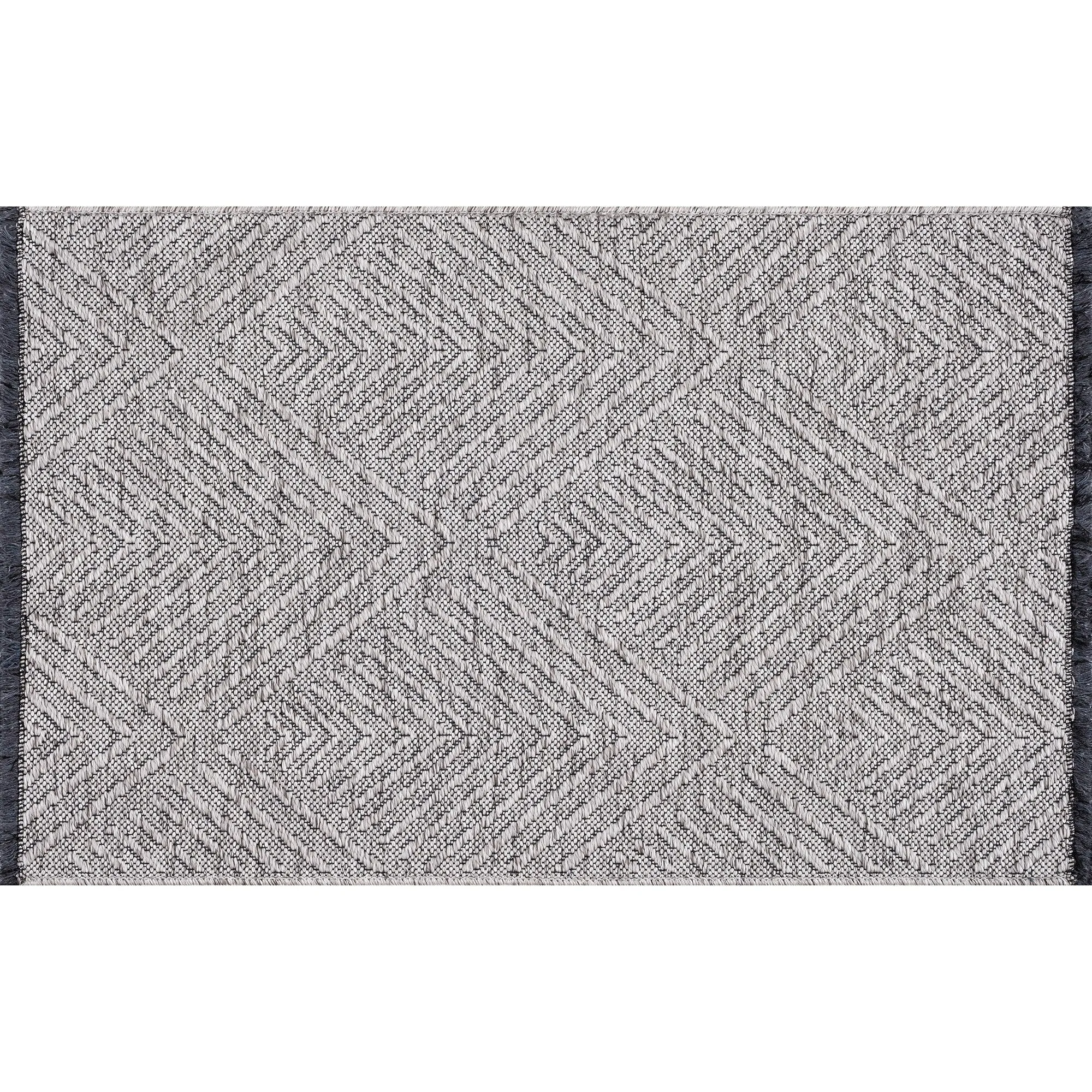 Alameda Solid Color Chevron Machine Washable Indoor Area Rug