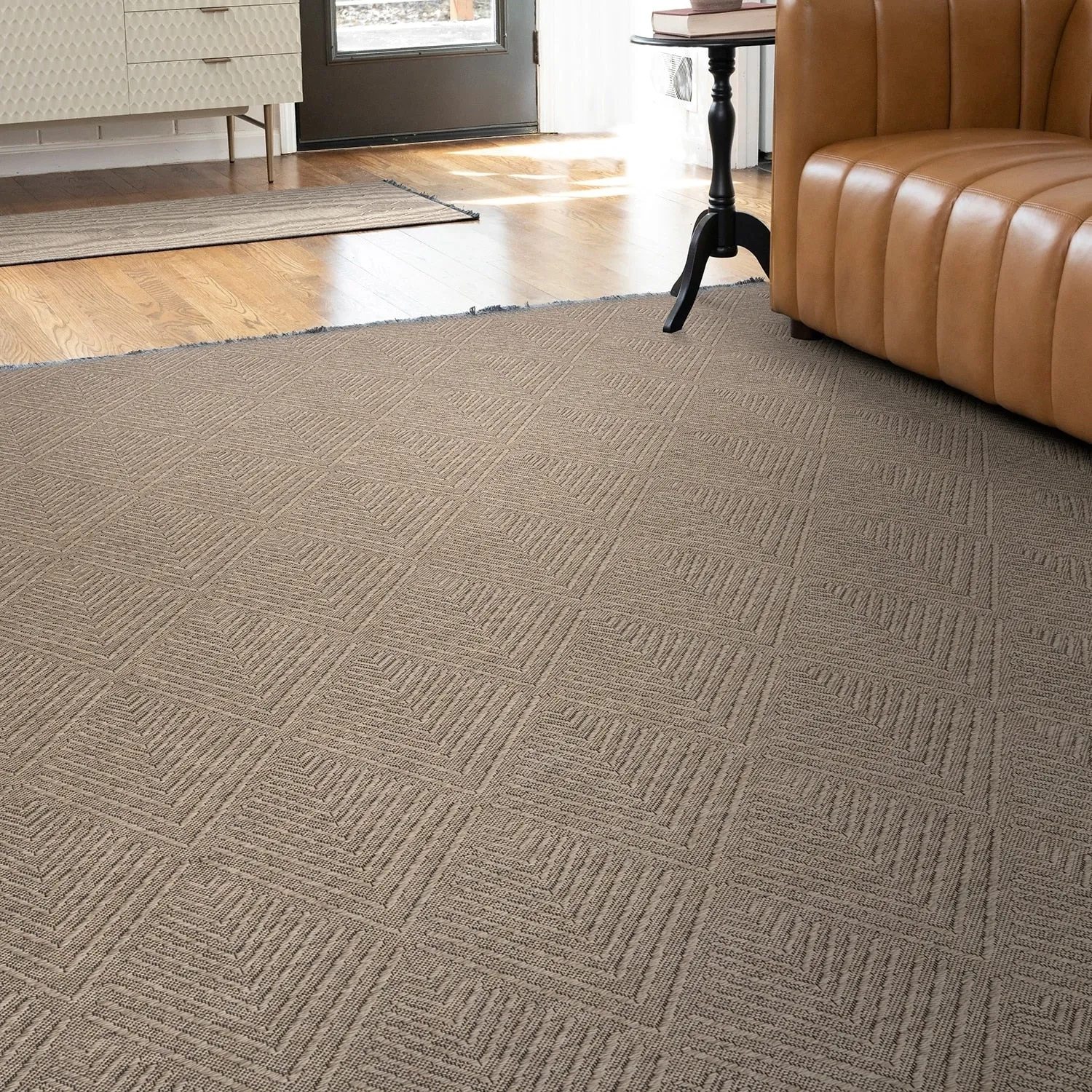Alameda Solid Color Chevron Machine Washable Indoor Area Rug