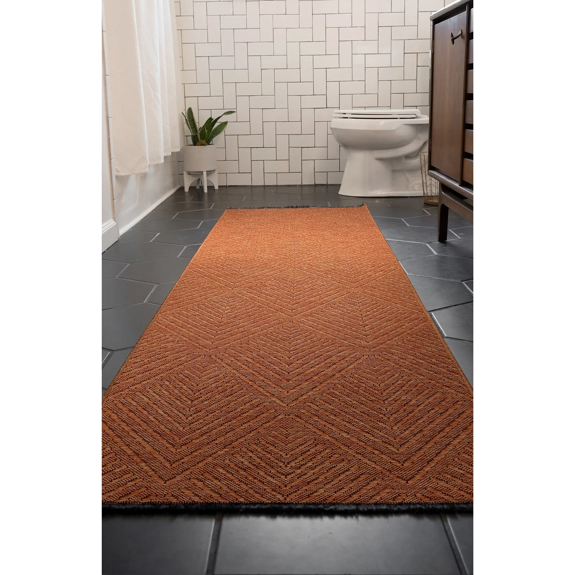 Alameda Solid Color Chevron Machine Washable Indoor Area Rug