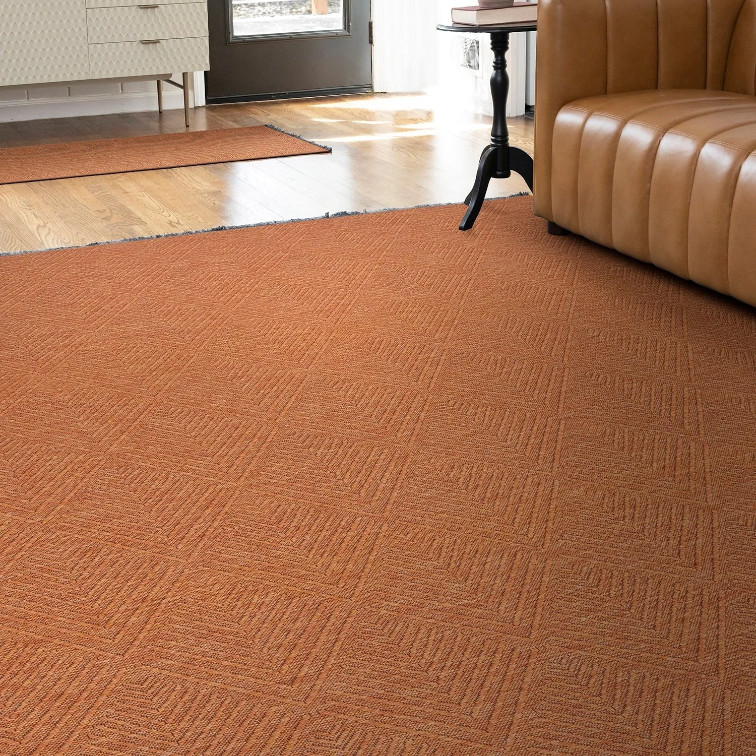 Alameda Solid Color Chevron Machine Washable Indoor Area Rug