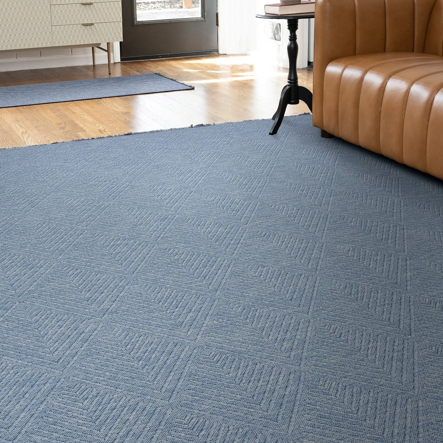 Alameda Solid Color Chevron Machine Washable Indoor Area Rug