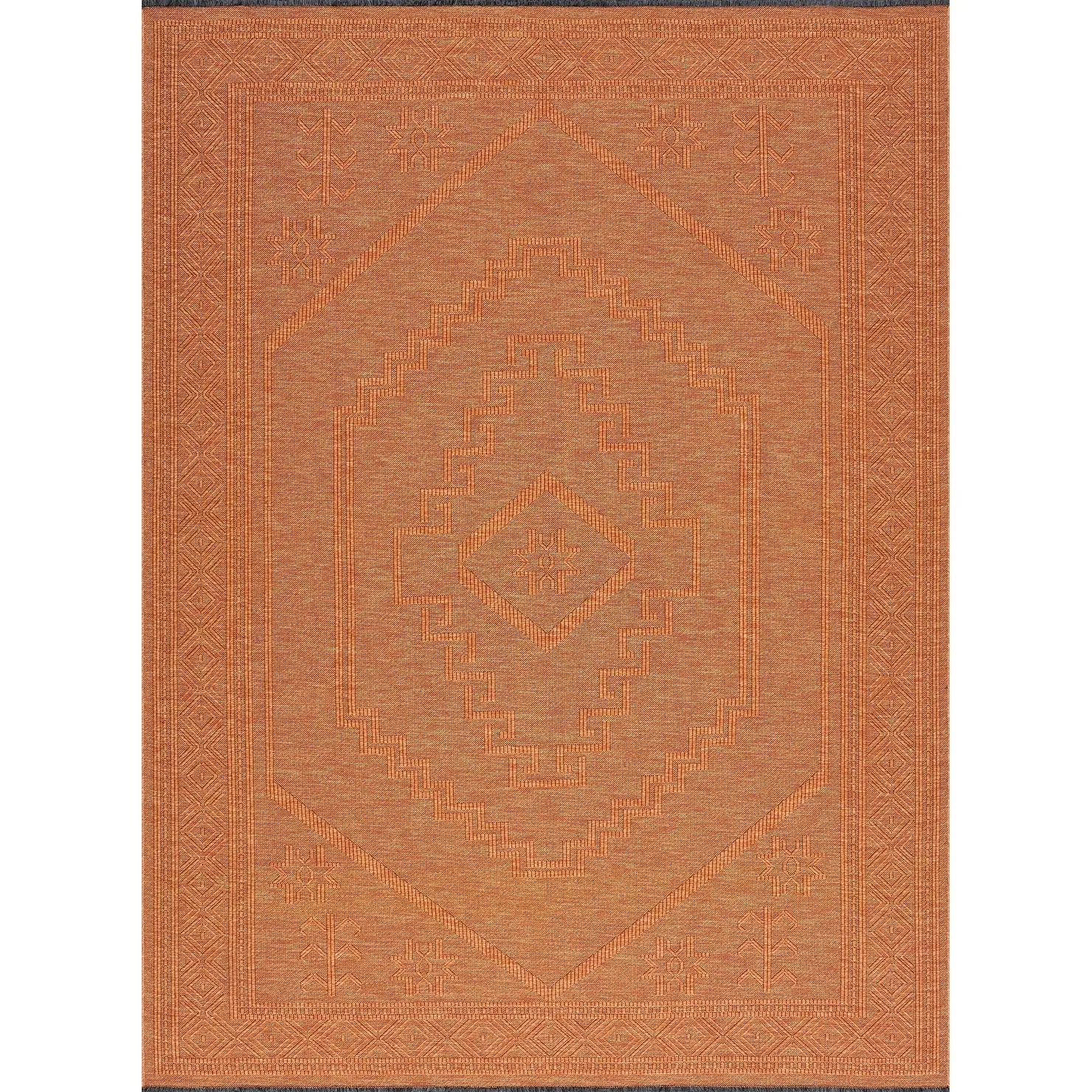 Alameda Solid Color Medallion Machine Washable Indoor Area Rug